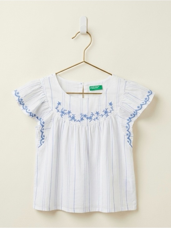 United Colors Of Benetton Other - United Colors Of Benetton White Top with Blue Embroidery. Size 3-4T